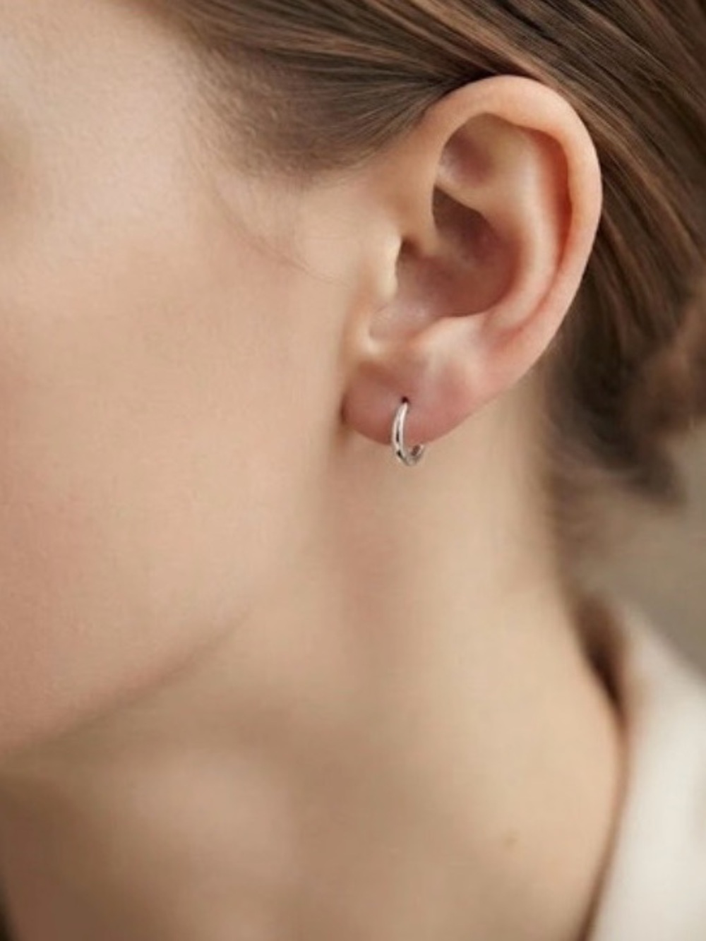 Amazon Polished Silver Mini Hoop Earrings